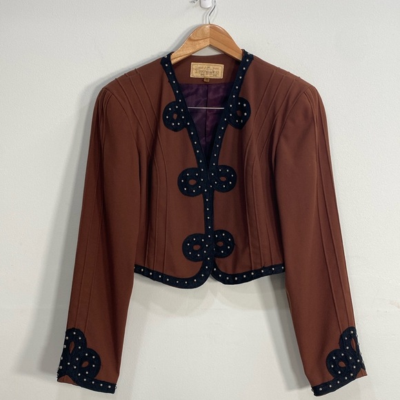 Double D Ranch Vintage Studded Jacket Western Embroidered Brown Medium - Picture 7 of 12